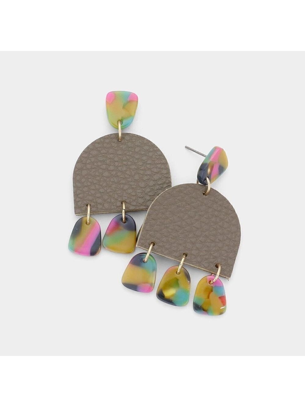 NEW Tauper Faux Leather Bohemian Gray Small Earrings